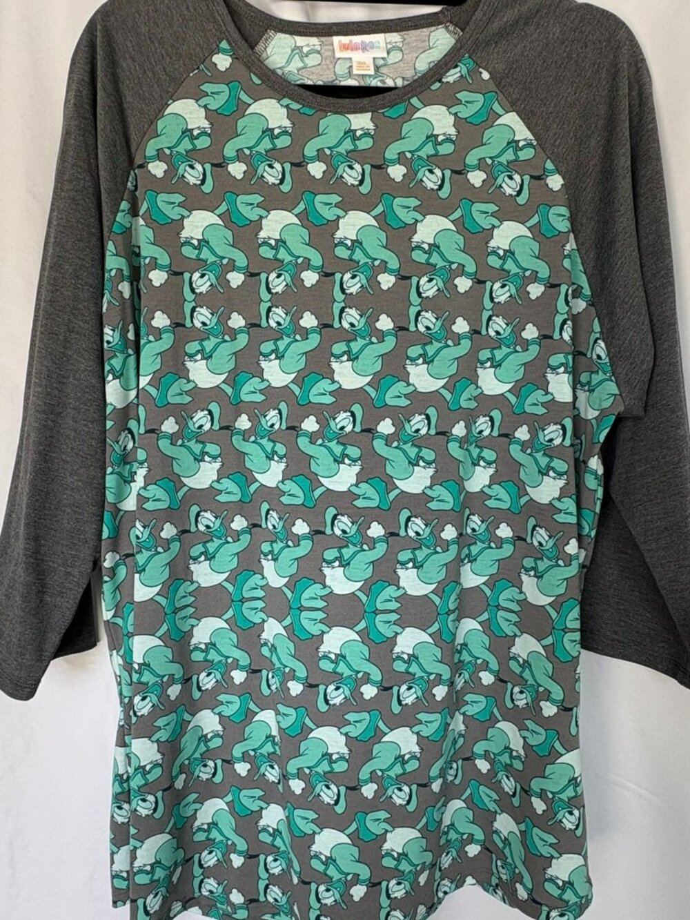 LuLaRoe Randy 3XL Grey Mint Donald Duck Disney Top